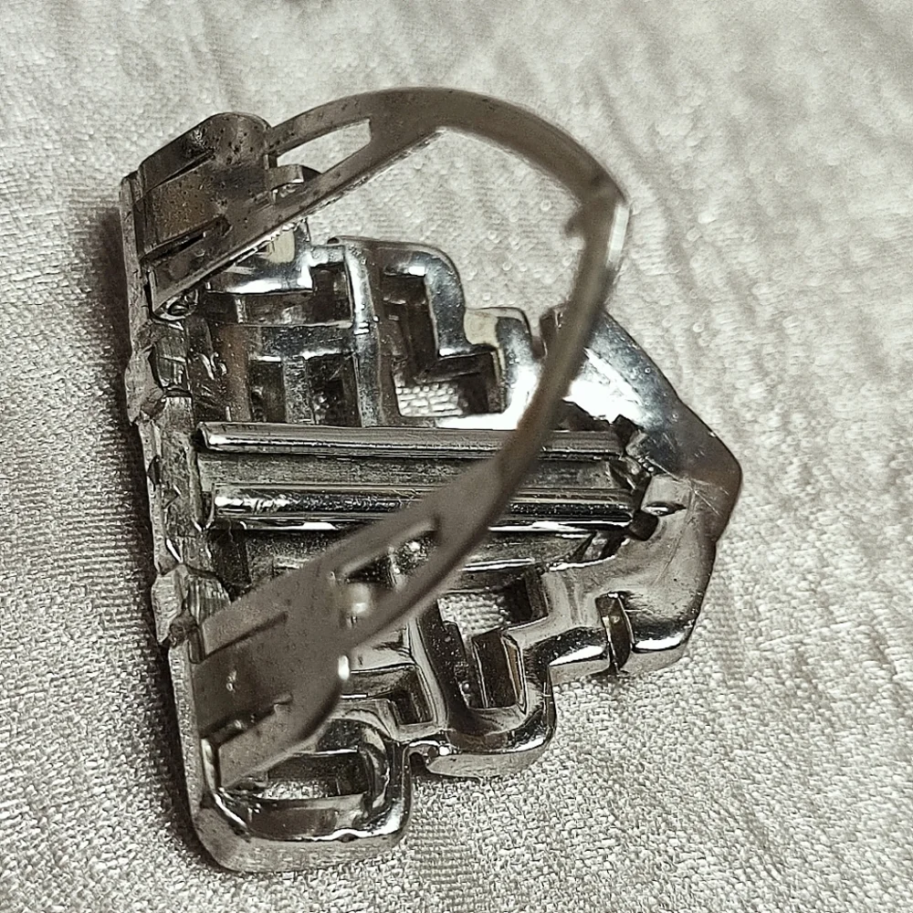 Duette Large Silver Tone Vintage Brooch Paste Stones Rhinestones 1940's *FLAWED*